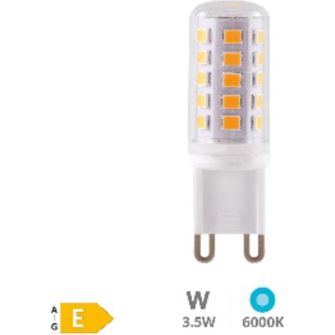 FPLUS bombilla led  g-9 6000k 3,5 w. , Potencia (W)	3.5
Casquillo	G9
Temperatura (K)	6000
Lúmenes (Lm)	400
Diámetro (mm) (Ø)	16
Amperios (mA)	29
Ángulo apertura (º)	330
CRI	80
Hora