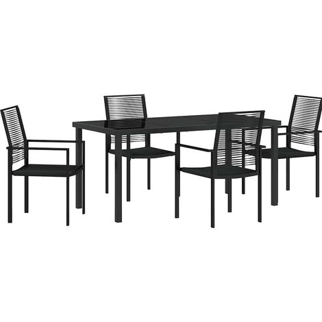 Ensemble de salle à manger pour jardin 5 pcs,Salon de jardin Noir Rattan PVC CFW12122 (1/5)