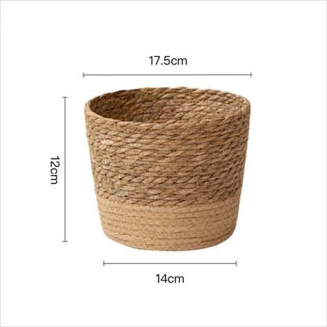 Pot de fleurs tressé en algues naturelles (M) - Panier à fleurs style vintage - Grande capacité - Pot de fleurs tressé en paille - Cadeau idéal pour la famille, les amis et les voisins (1/4)