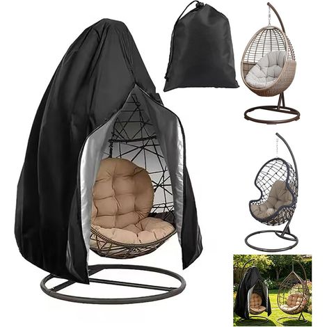 200230cm Housse de Chaise Suspendue,housse chaise œuf tissu Oxford 420D Bâche de Protection Extérieur Imperméable Anti-UV,avec Fermeture Éclair et Cordon, pour Jardin et Patio (1/5)