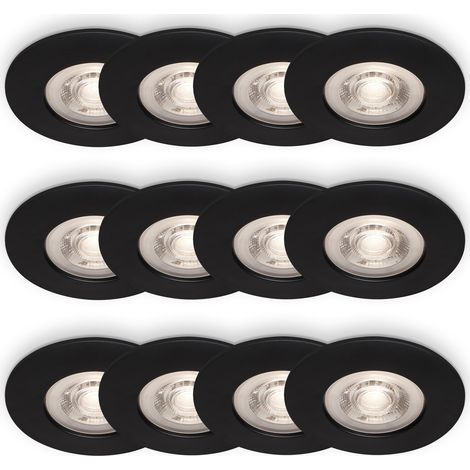 Lot de 3 x 4 spots encastrables LED, 4,9W, 480lm, lumière blanche chaude, spot encastrable, spots LED, extra plat, intérieur, 9 x 2,5 cm, noir (1/5)