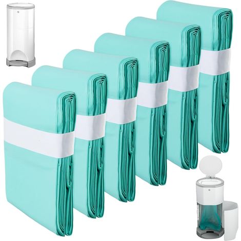Lot de 6 recharges pour poubelle à couches - Compatible avec Korbell - 16 l - Pour poubelle à couches - 10 m de long - Inodore (1/5)