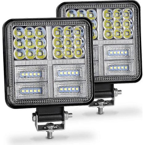 Barre lumineuse de travail LED 72 W, projecteur carré/rond 24 pouces, feux de jour pour 4x4, SUV, quad, camion, excavatrice, blanc/ambre, 2 stroboscopes 177 W (1/5)