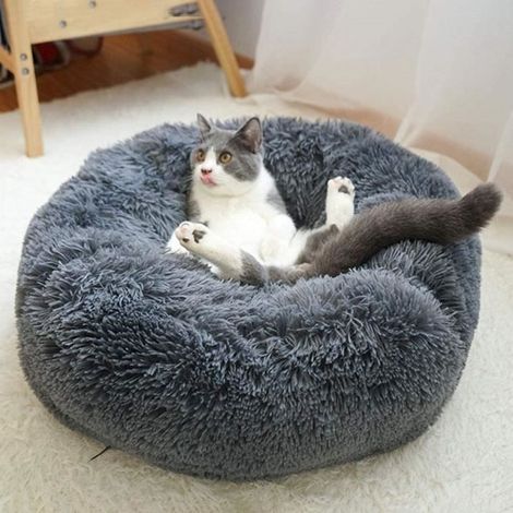 Panier Chien Chat Lit Mignon Pour Animal Domestique Lavable En Peluche 60CM GRIS (1/3)