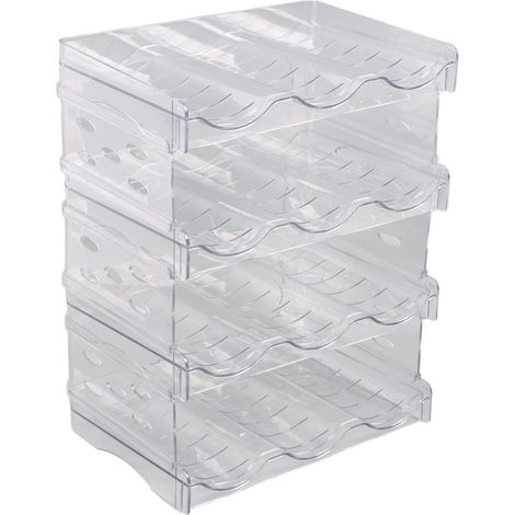 Organisateur de bouteilles d'eau transparent, lot de 4, porte-bouteilles d'eau pliable en plastique, étagère de rangement amovible pour la cuisine et le garde-manger (1/5)
