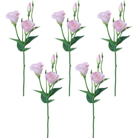 Lot de 5 fleurs artificielles en soie rose, fausses fleurs à longue tige, très réalistes, idéales pour les mariages, les fêtes et la décoration intérieure. (1/3)