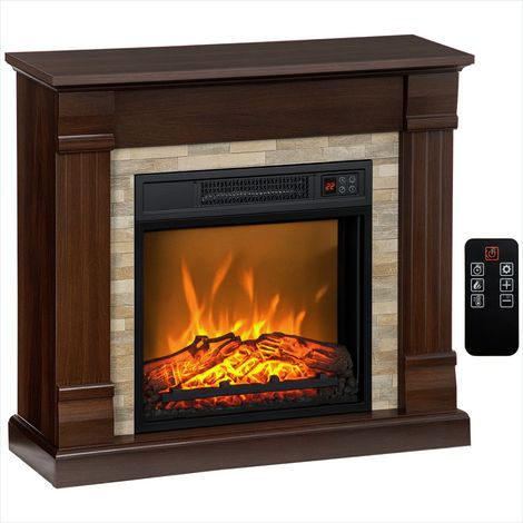 Cheminée électrique 1800 W avec étagère effet flamme 3D 80 cm (1/5)