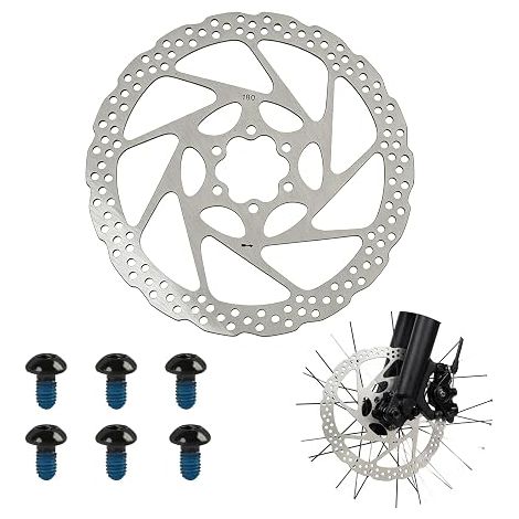 Disque de Frein VTT 180mm Acier Inoxydable, Rotor 6 Trous Espacement 44mm, Vis Incluses Installation, Compatible Route Urbain Électrique