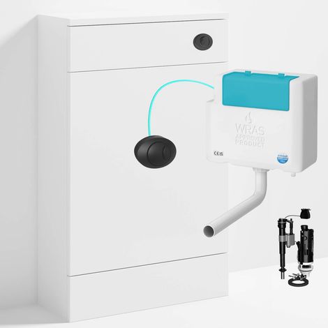 Gloss White 500 x 200mm Back to Wall WC Unit with Concealed Toilet Cistern Set - Bottom Entry (1/4)