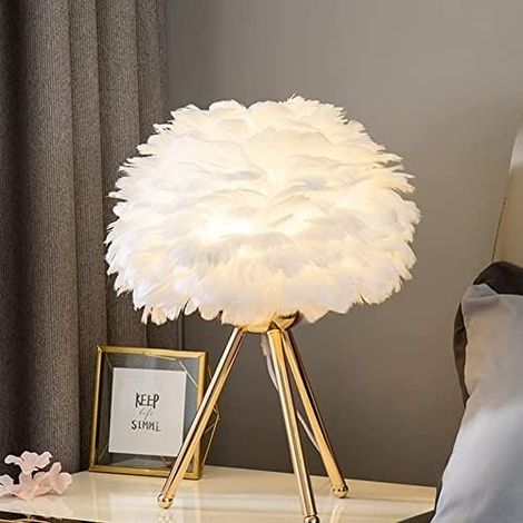 Lampe de Table Plume - Cristal Forme Coeur Chevet Romantique (1/5)
