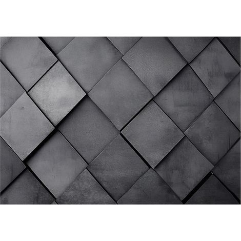 Papier peint intissé 3D géométrique gris, papier peint lavable, résistant à la lumière du soleil, papier peint abstrait – 150 x 105 cm Wallarena (1/4)