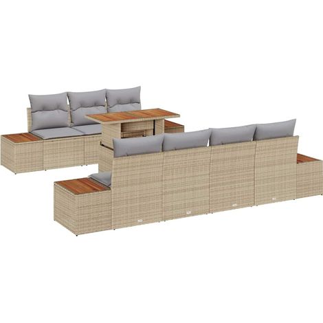 Garden Sofa Set with Storage 8 pcs Beige Poly rattan vidaXL