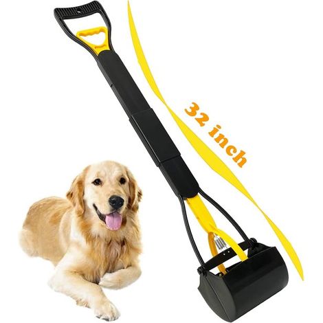 Ramasse-Crottes pour Chiens - Manche de 80 cm avec Ressort Robuste - Pliable et Durable - Grand Bac de Ramassage pour Chiens de Taille Moyenne et (1/5)