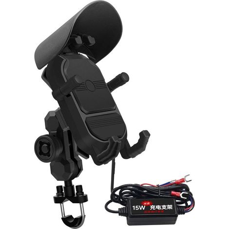 Bracket of phone for motorcycle, load fast without wire 15W, Absorption of impacts, adjustable, suitable for NINJA 250 300 400 650 (1/5)