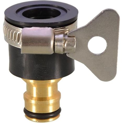 Raccord de tuyau pour robinets, compatible avec les diamètres 15-22 mm, plaqué or, réglable, en laiton. Idéal pour la cuisine et le lave-linge. Adaptateur de robinet multifonction. Facile à utiliser. (1/4)