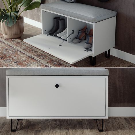 Panca per scarpe Siri, Bianco, 80 x 46 cm, Vicco