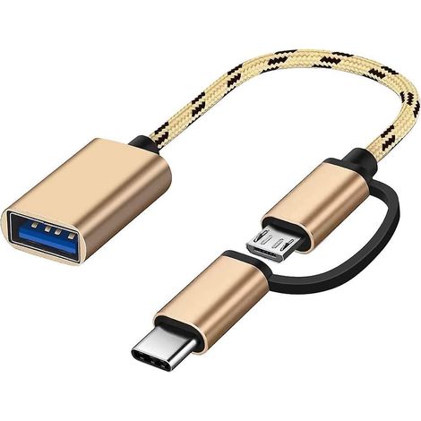 Oder Klemm-USB-C/Micro-USB-auf-USB-Adapter, Micro-USB/USB-C-auf-USB-3.0-Konverter, OTG-Adapterkabel kompatibel mit MacBooks, Smartphones und mehr (1/5)
