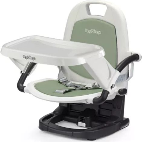 Peg Perego Rialto Alzasedia Pappa, Sedia Bimbi Portatile e Regolabile, Chiusura Compatta, Vassoio Rimovibile, Seggiolone da Viaggio per Bambini da 6 Mesi a 3 Anni (0-15 kg), Mint