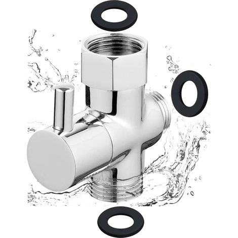 Robinet de douche 3 voies G1/2" en laiton, vanne de commutation, composant de douche, adaptateur en T pour système de douche, remplacement pour toilettes, cuisine, salle de bain (1/5)