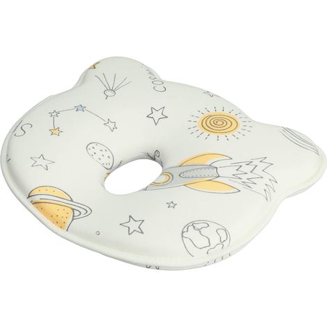 Oreiller de forme pour la tête de bébé, prévient la tête plate, motif dessin animé, oreiller de sommeil en coton doux, imprimé espace (1/5)