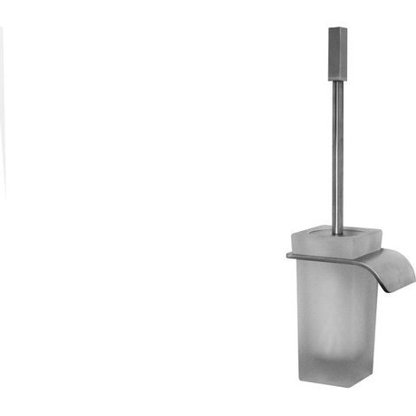Porte-balai WC inox brossé avec verre de cristal mat