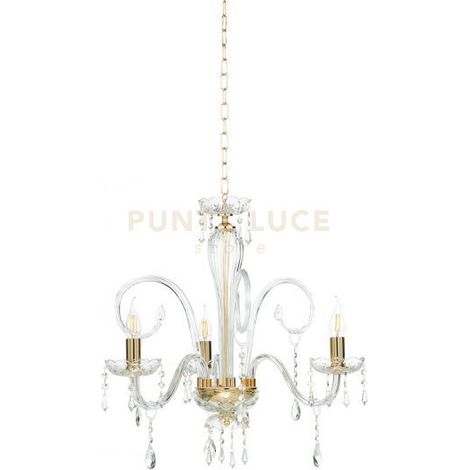 MARIA TERESA LAMPADARIO MT/3 L6 PASTORALE D.62CM ORO E TRASPARENTE 3 LUCI ATTACCO E14