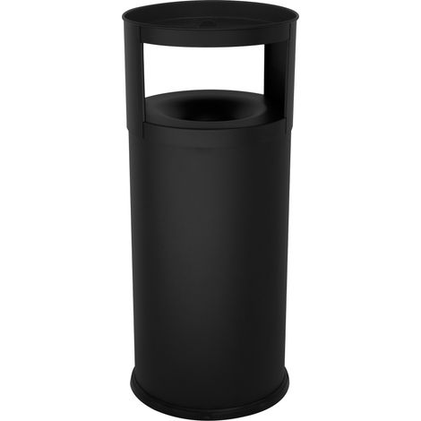 Pattumiera Gettacarte Ø38xh90 cm Autoestinguente Posacenere in Acciaio Verniciato Nero (1/2)