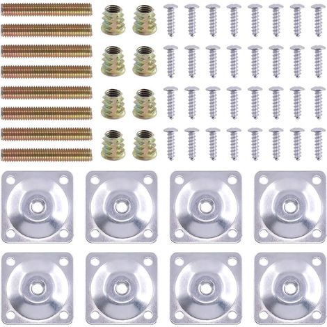 Lot de 8 plaques de montage pour pieds avec boulons de suspension, vis, plaques de fixation pour pieds de meubles, plaque en T de résistance industrielle M8 avec boulons de suspension (1/5)