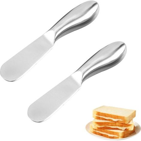 Juego de 2 cuchillos mantequilla, juego cuchillos postre acero inoxidable, cuchillos mermelada acero inoxidable hacer mantequilla, 13,5 x 2,3 cm (1/5)