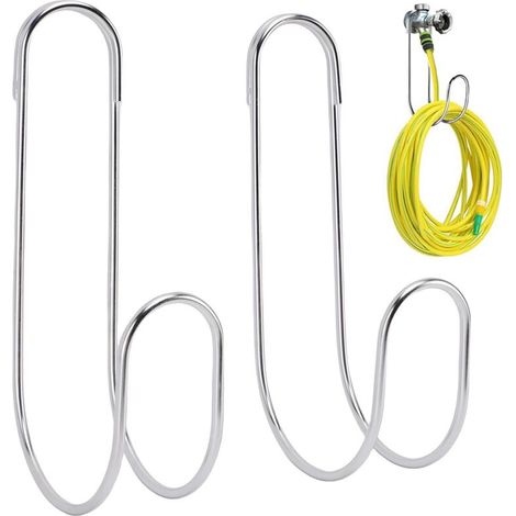 Lot de 2 crochets de rangement flexibles pour tuyau d'arrosage - Supporte jusqu'à 20 kg - Supporte-tuyau suspendu en acier inoxydable pour l'intérieur et l'extérieur du jardin (1/5)