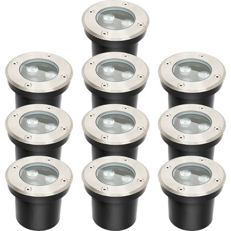 SWANEW 10x 3W Faretto da terra IP67 Faretto da incasso a pavimento con luce a LED Faretto da pavimento a terra