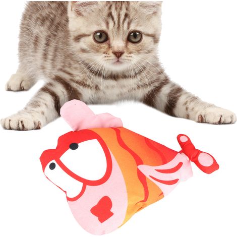 Jouet à l'herbe à chat pour chat, imitation de poisson, jouet d'entraînement interactif (poisson rose et orange à grands yeux) (1/5)