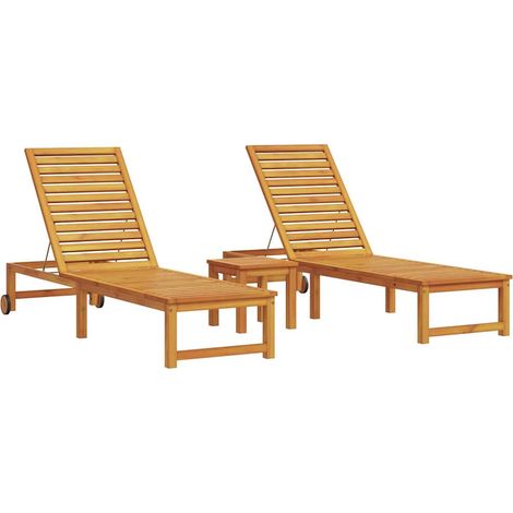 Maison Exclusive - Sonnenliege 3 pcs Braun Massivholz Akazie