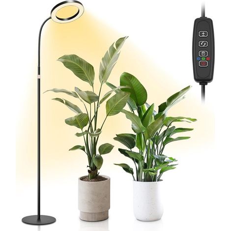 Noir,Lampe de croissance LED sur pied à spectre complet 3 modes d'éclairage avec minuterie (3/9/12h), hauteur réglable de 80 160cm Convient aux plantes d'intérieur Col de cygne à 360°