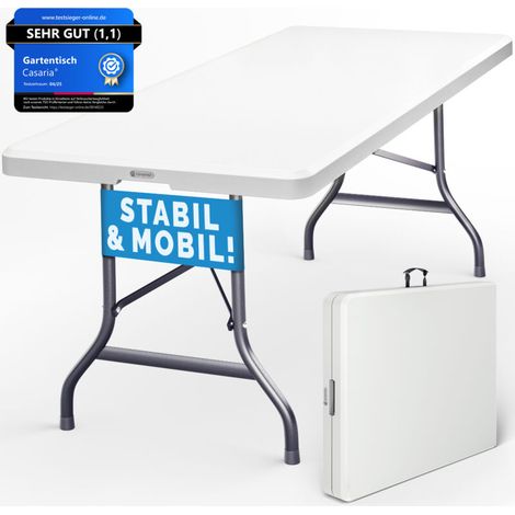 Table de camping pliante 183 x 76 cm – Plastique blanc pour 8 personnes – Pliable pour transport facile – Intérieur extérieur (1/5)