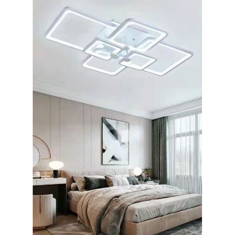 TrAdE Shop Traesio - Lampadario Plafoniera Con Quadrati Lampada Da Soffitto Led Design Moderno C26-b - -Bianco Freddo -