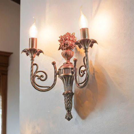 Wandleuchte Echt-Messing opulent in Bronze 2x E14 Wandlampe (1/5)
