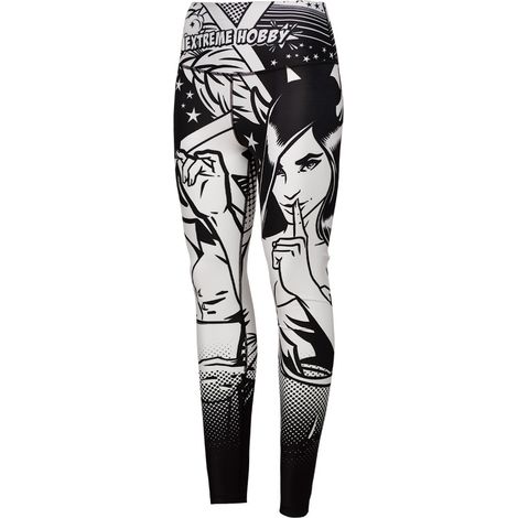 Leggings sportivi da donna con fumetti, taglia XS, neri