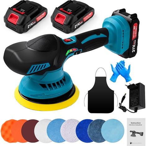 Polishing Polisher Cordless Car Polisher Kit with 2 Batteries 21V 1500mAh 5500 RPM 6 Variable Speeds Orbital Polisher for Car Details/Scratch Removal (1/4)