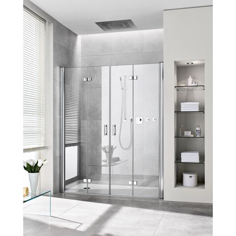 Kermi porte battante pliante Diga 2T4 1800x 1850 BV : 1768-1808 SIHG verre trempé Opaco Clean (1/2)