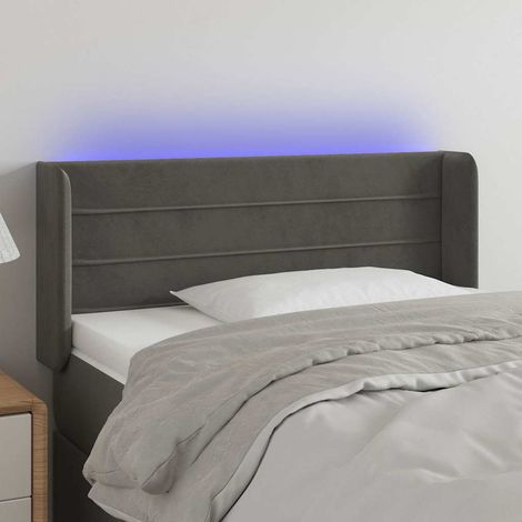 Tête de lit LED gris foncé en velours réglable 93 x 16 x 78/88 cm, 6.98kg - PANGIVO (1/5)
