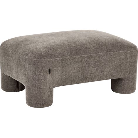Ottomana in tessuto imbottito con texture morbida gambe cilindriche stile organico marrone Hogbo (1/5)