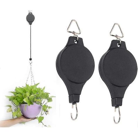 2 poulies rétractables pour plantes, suspension réglable pour paniers à fleurs suspendus, crochet pour jardin. (1/4)