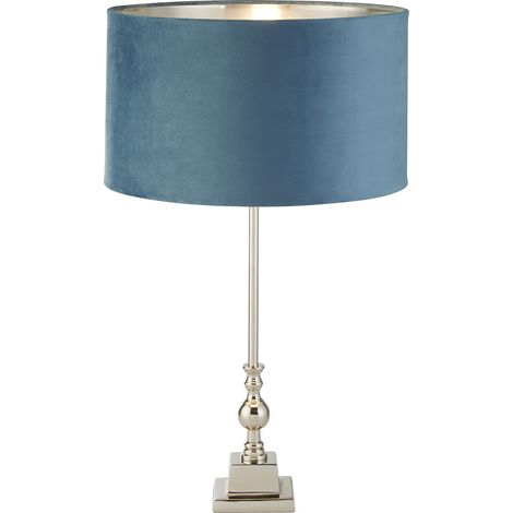 Lampada Da Scrivania Whitby Metallo Cromo Velluto Verde Acqua 1 Luce E27 (1/5)