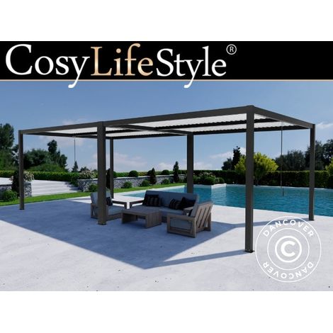 Bioklimatische Pergola Pavillon San Pablo Alu+, 3x4m, Schwarz/Weiß, 2 Stk. - Dancover