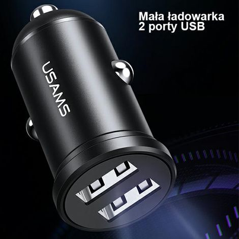 Chargeur de voiture mini USB 2,4 A USAMS noir (1/5)