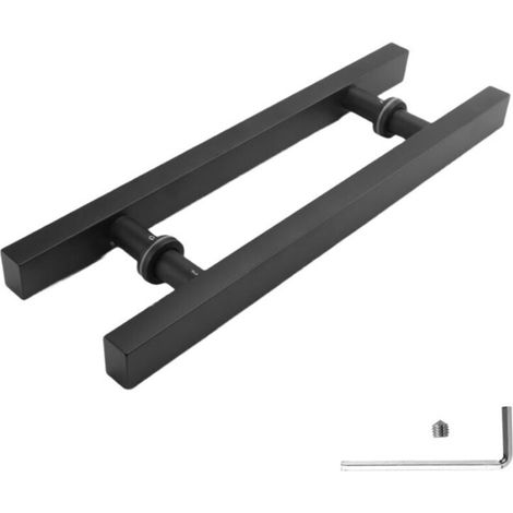 Poignée de Porte en Verre et Bois Acier Inoxydable Noir Mat (1/4)