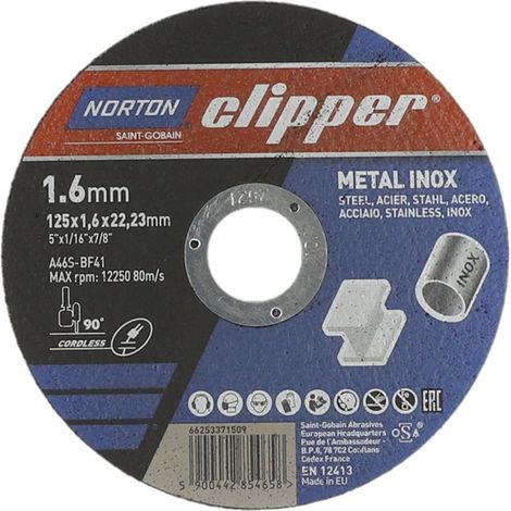 NORTON CLIPPER Trennscheibe D125x1,6mm Typ 41Metall-Inox Bohrung 22,23 mm (1/2)