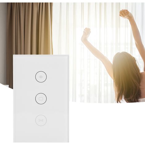 Interrupteur de rideau WiFi, interrupteur tactile WiFi intelligent, interrupteur de rideau télécommandé par application sans fil, interrupteur de store enrouleur, compatible avec Alexa et Google Home. (1/5)