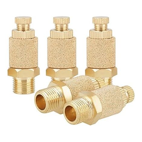 5pcs silencieux d'air, filetage mâle en laiton pneumatique réducteur de bruit filtre d'échappement silencieux connecteur (1/8 BSP) (1/5)